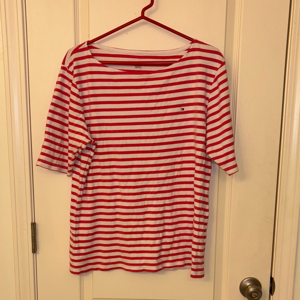 Pink and White Striped T-Shirt